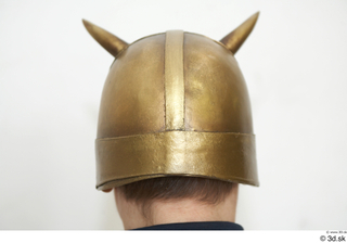 Medieval helmet with horns 1 Medieval gold head helmet horns…